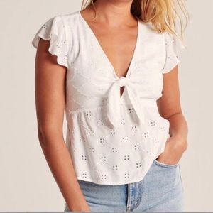 A&F tie knot eyelet blouse